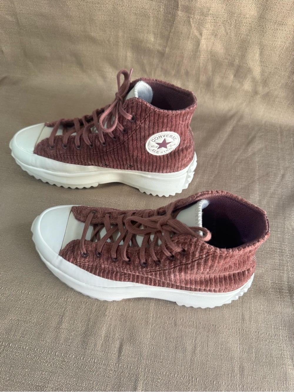 Converse Run Star Hike Platform High Dark Wine Corduroy Men 8.5 Women 10.5